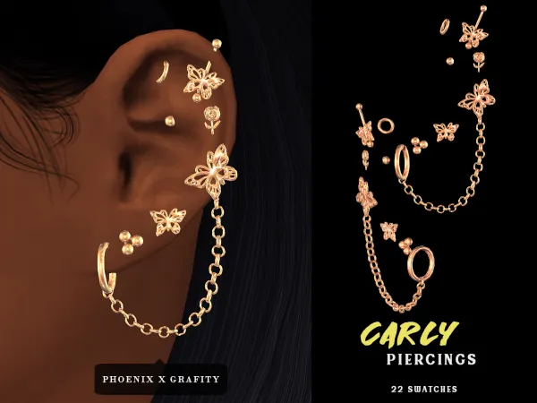Alpha Phoenix X Grafity Carly Piercings by grafity-cc - The Sims 4 custom content