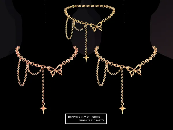 Alpha Phoenix X Grafity Butterfly Choker by grafity-cc - The Sims 4 Custom Content
