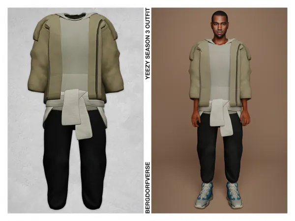Alpha Yeezy Season 3 Outfit by bergdorfsims - The Sims 4 Custom Content