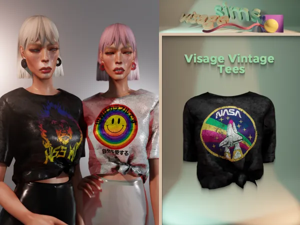 Alpha Visage Vintage Tees by v1s4g3 - The Sims 4 custom content