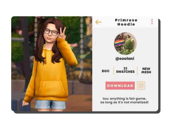 Maxis Match Primrose Hoodie by Soolani - The Sims 4 Custom Content