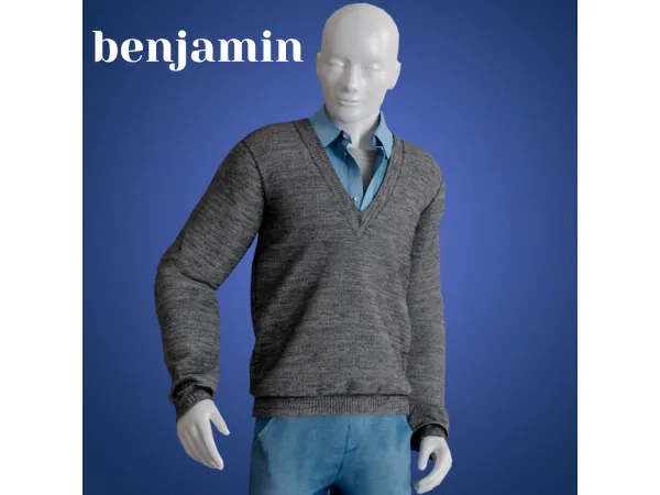 Alpha Benjamin sweater by amelylina - The Sims 4 Custom Content