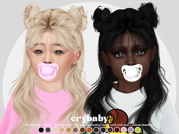 Alpha crybaby eliane hair (s club) toddler f by crybaby - The Sims 4 Custom Content