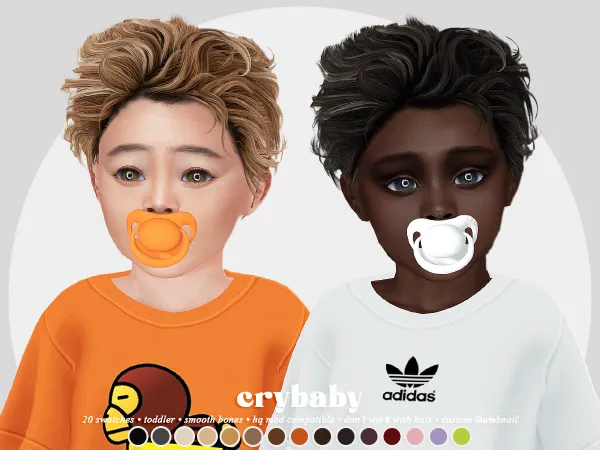 Alpha crybaby short curly hair (s club) toddler f by crybaby - The Sims 4 Custom Content
