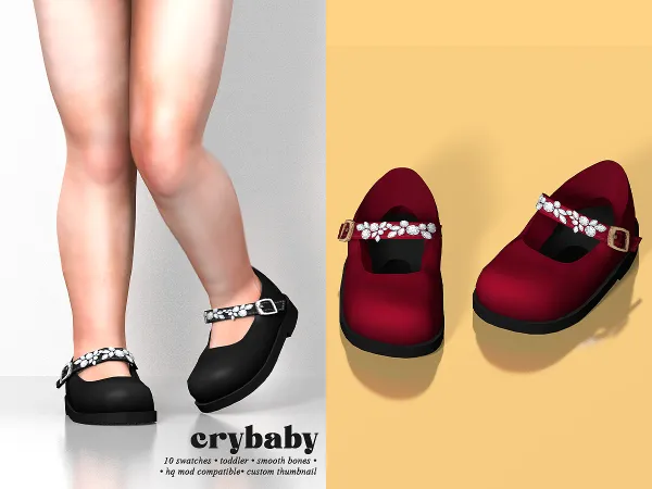 Mix crybaby leather lollita shoes wt diamonds (arltos) toddler f by crybaby - The Sims 4 Custom Content