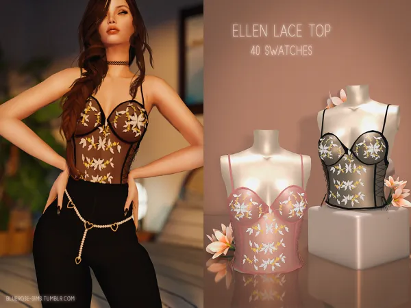 Alpha Ellen Lace Top BRsims by bluerose-sims - The Sims 4 Custom Content