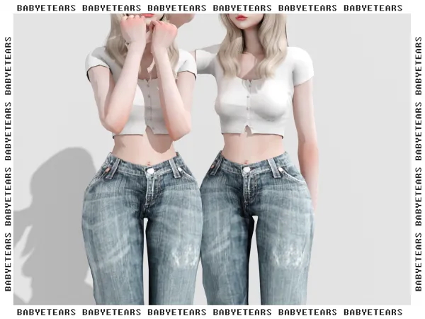 Alpha Jeans and top Babyetears by babyetears - The Sims 4 Custom Content
