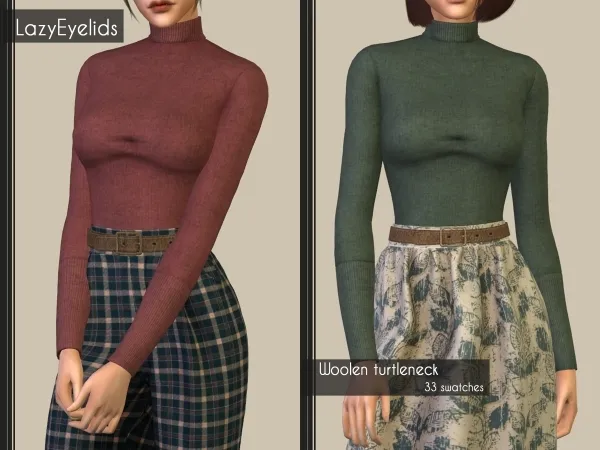 Alpha Woolen turtleneck by lazyeyelids - The Sims 4 Custom Content