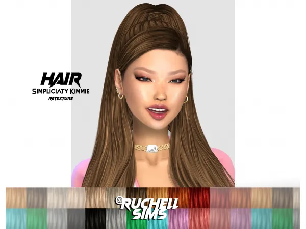 Alpha simpliciaty kimmie hair retexture by ruchellsims - The Sims 4 Custom Content
