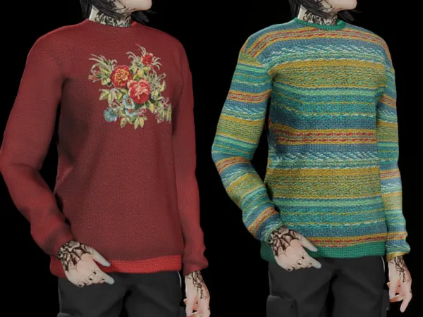 Alpha Pullover Flower bully by simsfinds - The Sims 4 Custom Content