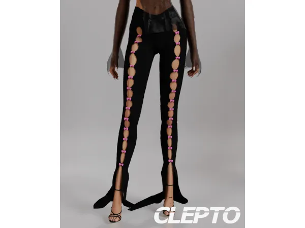 Alpha BOW PANTS by CLEPTO BY CLEO - The Sims 4 Custom Content