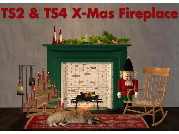 Mix Recolors of Wondymoons Christmas Fireplace - The Sims 4 Custom Content