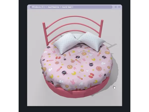 Alpha Round Bed by simsfinds - The Sims 4 Custom Content