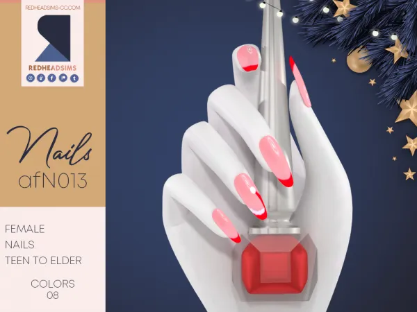 Alpha AF NAILS N013 by redheadsims - The Sims 4 custom content