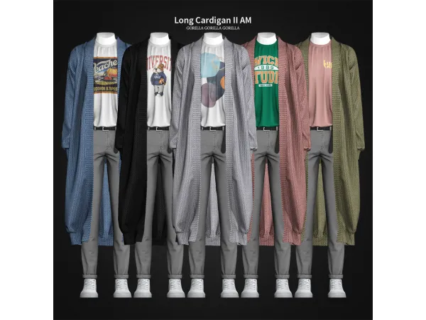 Alpha Long Cardigan II AM by Gorilla Gorilla Gorilla - The Sims 4 Custom Content