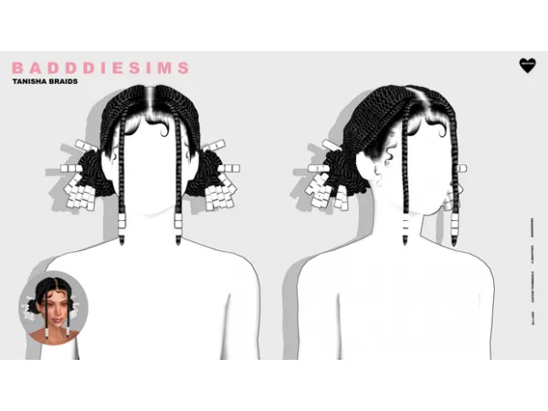 Alpha TANISHA BRAIDS by simsfinds - The Sims 4 Custom Content