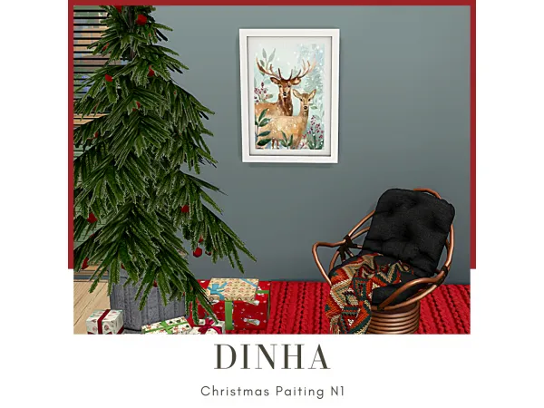 Alpha Christmas Paintings N1 N2 by dinhagamer - The Sims 4 Custom Content