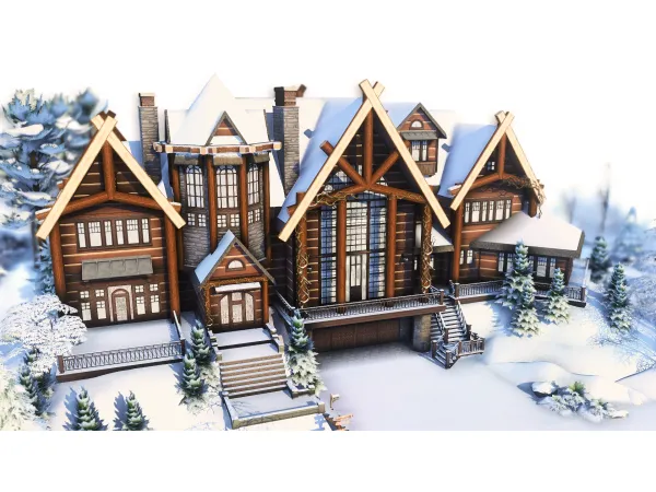 Maxis Match NO Mountain Log Cabin by simsfinds - The Sims 4 Custom Content