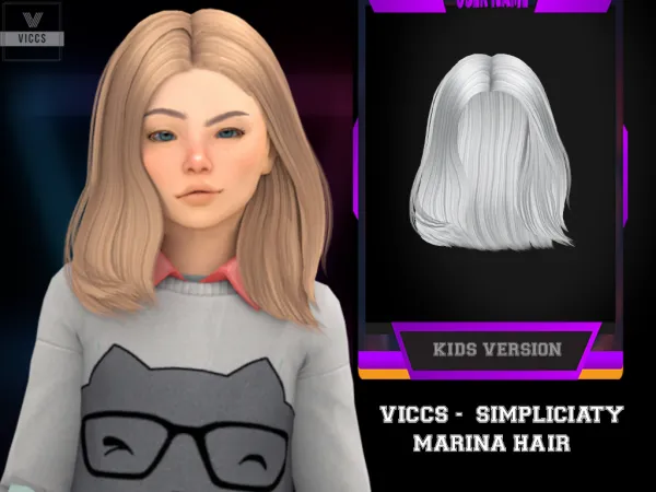 Alpha VICCS_ MARINA HAIR CONVERTED FOR KIDS (MESH by viccs - The Sims 4 Custom Content
