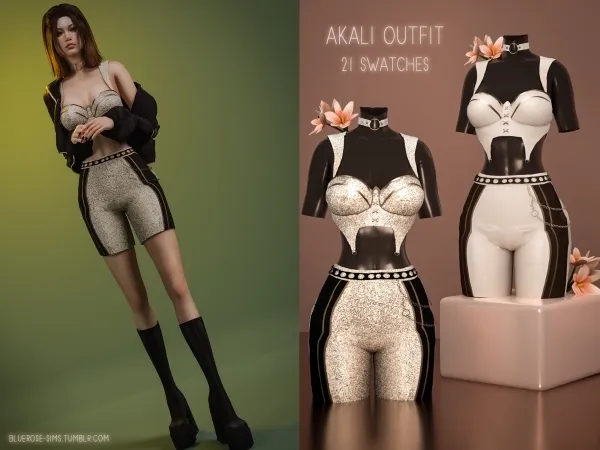 Alpha Akali Set Outfit BRsims by bluerose-sims - The Sims 4 Custom Content
