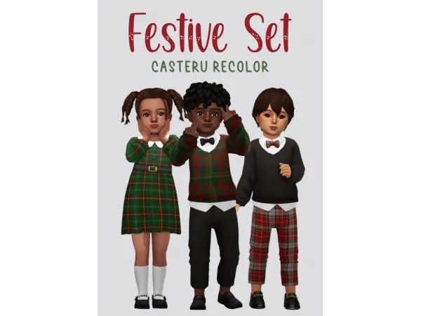 Maxis Match a recolor of casterus's festive set in 20 canadian tartans - The Sims 4 Custom Content