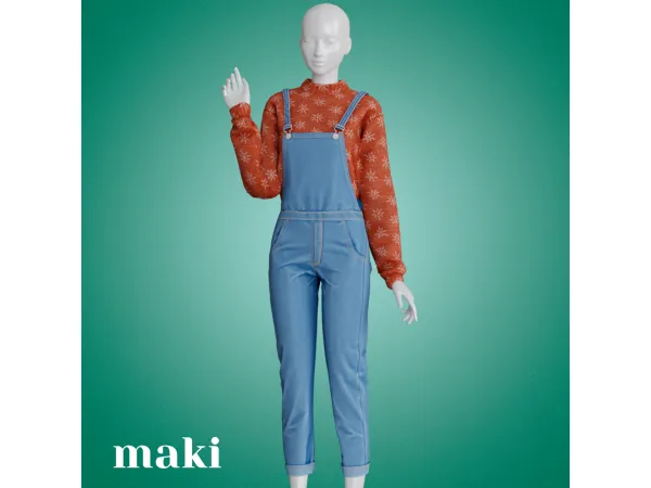Alpha Maki overalls by amelylina - The Sims 4 Custom Content