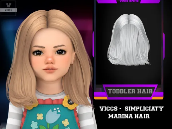 Alpha VICCS_MARINA HAIR CONVERTED FOR TODDLERS (SIMPLICIATY MESH) by viccs - The Sims 4 Custom Content