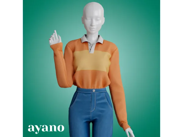 Alpha Ayano sweater by amelylina - The Sims 4 Custom Content