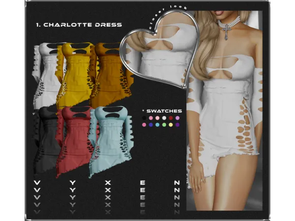 Alpha [VYXEN] CHARLOTTE DRESS by simsfinds - The Sims 4 Custom Content