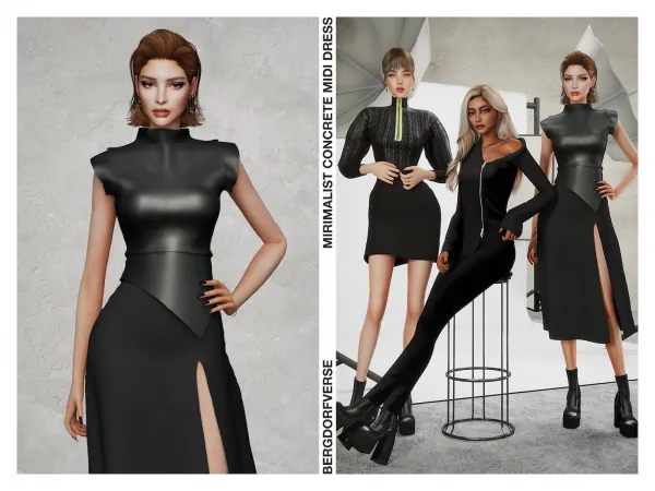 Alpha Mirimalist Concrete Midi Dress - The Sims 4 Custom Content
