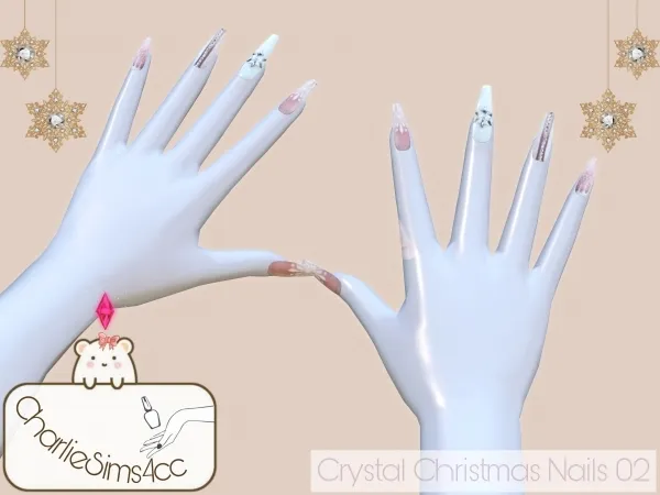 Alpha Crystal Christmas Nails 02 - The Sims 4 Custom Content