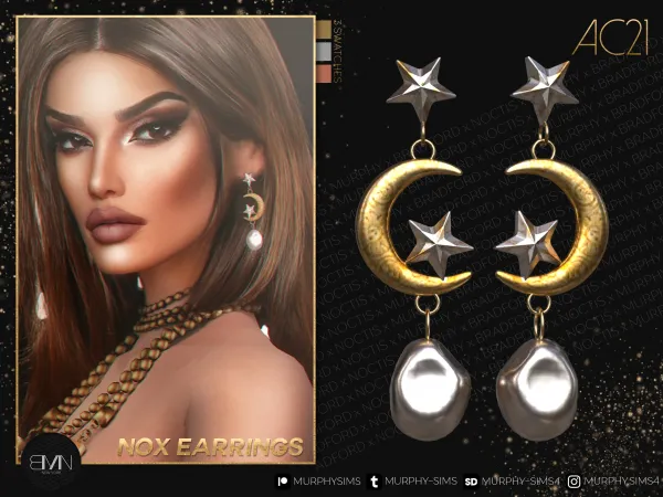 Alpha Nox Earrings [AC21 Day 9] - The Sims 4 Custom Content