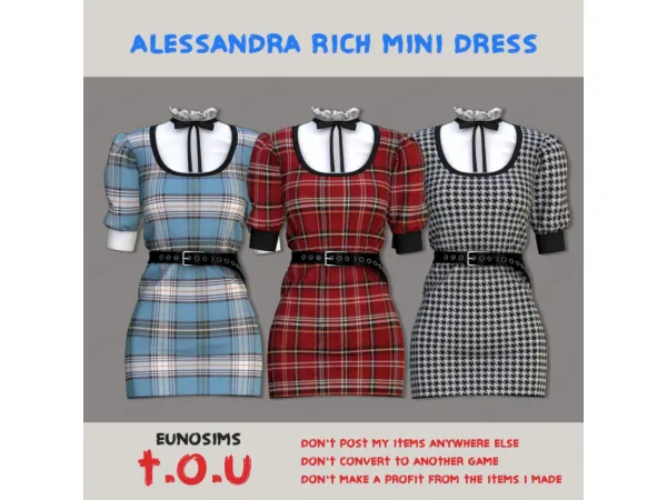 Alpha Alessandra Rich Mini Dress by euno - The Sims 4 Custom Content