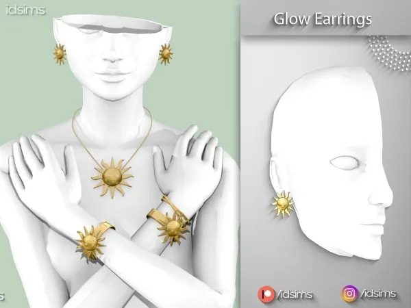 Alpha Glow sun Earrings by polygoncouture - The Sims 4 Custom Content