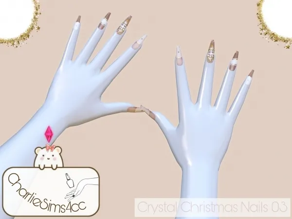 Alpha Crystal Christmas Nails 03 by charliesims4cc - The Sims 4 Custom Content