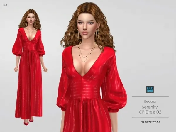 Alpha Serenity CP Dress 02 RC by elfdor - The Sims 4 Custom Content