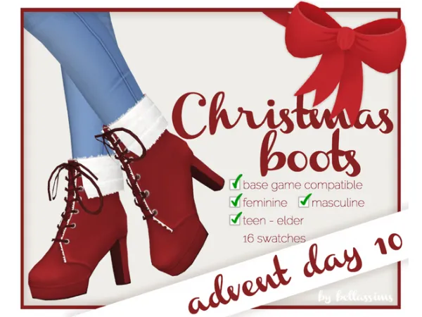 Maxis Match Advent Day 10 Christmas Boots by simsfinds - The Sims 4 Custom Content