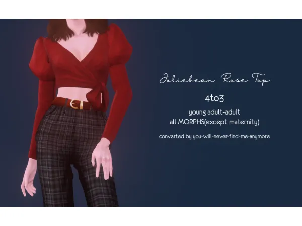 Joliebean Rose Top Conversion 4to3 by simsfinds - The Sims 3 Custom Content