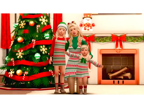 Maxis Match GingerLlama Female Holly Dress Toddler by simsfinds - The Sims 4 Custom Content