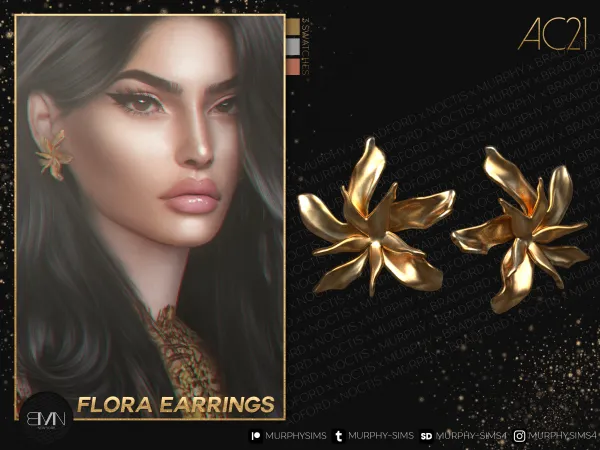 Alpha Flora Earrings [AC21 Day 14] - The Sims 4 Custom Content