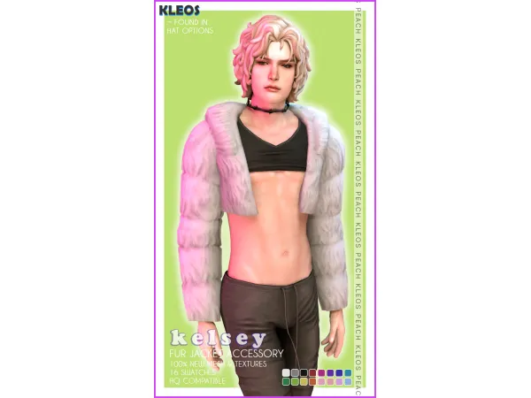 Alpha Kelsey Male Fur Jacket Accessory by smsims - The Sims 4 Custom Content