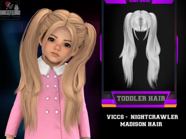 Alpha VICCS_NIGHTCRAWLER MADISON HAIR FOR TODDLERS - The Sims 4 Custom Content