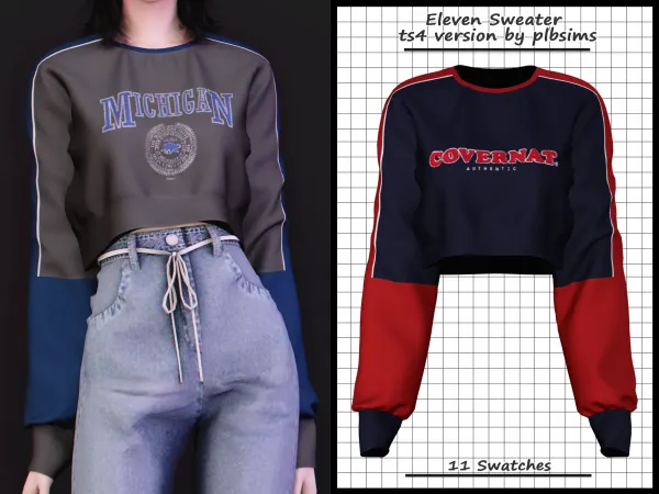 Alpha Eleven Sweater by plbsims - The Sims 4 Custom Content
