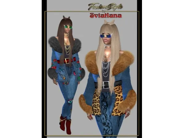 Alpha Denim jacket with fur and jeans by fusionstylesims4 - The Sims 4 Custom Content