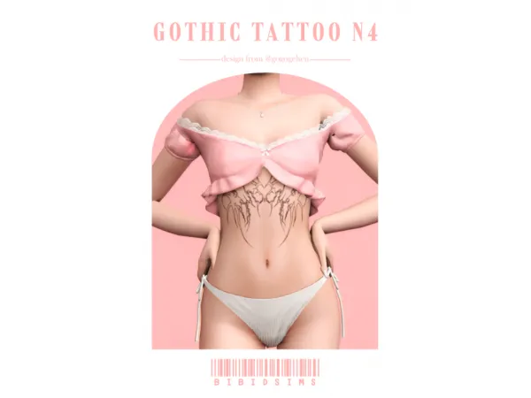 Mix Gothic tattoo by [BIBIDSIMS] - The Sims 4 Custom Content