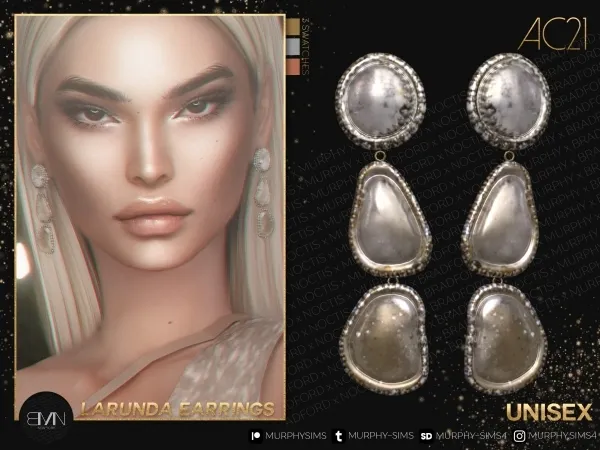 Alpha Larunda Earrings [AC21 Day 19] by bradford - The Sims 4 Custom Content