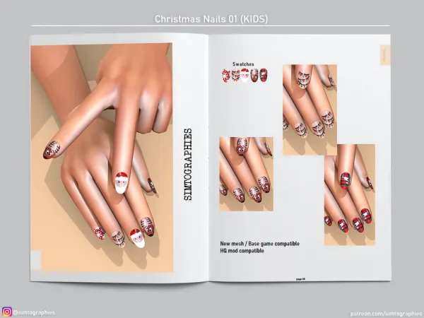 Alpha Christmas Nails 01 by simtographies - The Sims 4 Custom Content