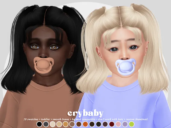 Alpha crybaby fantapa hair (reina) toddler f by crybaby - The Sims 4 Custom Content