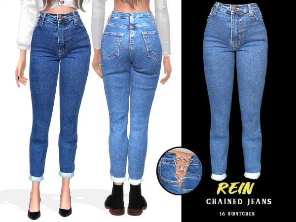 Alpha Rein Chained Jeans by grafity-cc - The Sims 4 Custom Content
