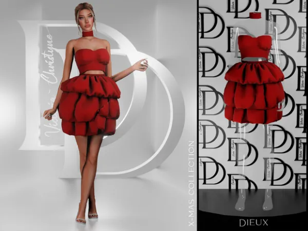 Alpha X mas Collection PREMIUM [DRESS] by simsfinds - The Sims 4 Custom Content
